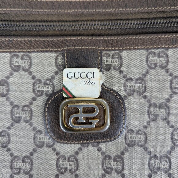 Authentic GUCCI Plus GG Pattern Shoulder/Crossbody Bag PVC Leather Brown Italy - Picture 9 of 16